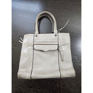 Rebecca Minkoff MAB Mini Tote Light Grey Leather Handbag Satchel Gunmetal Hardwa